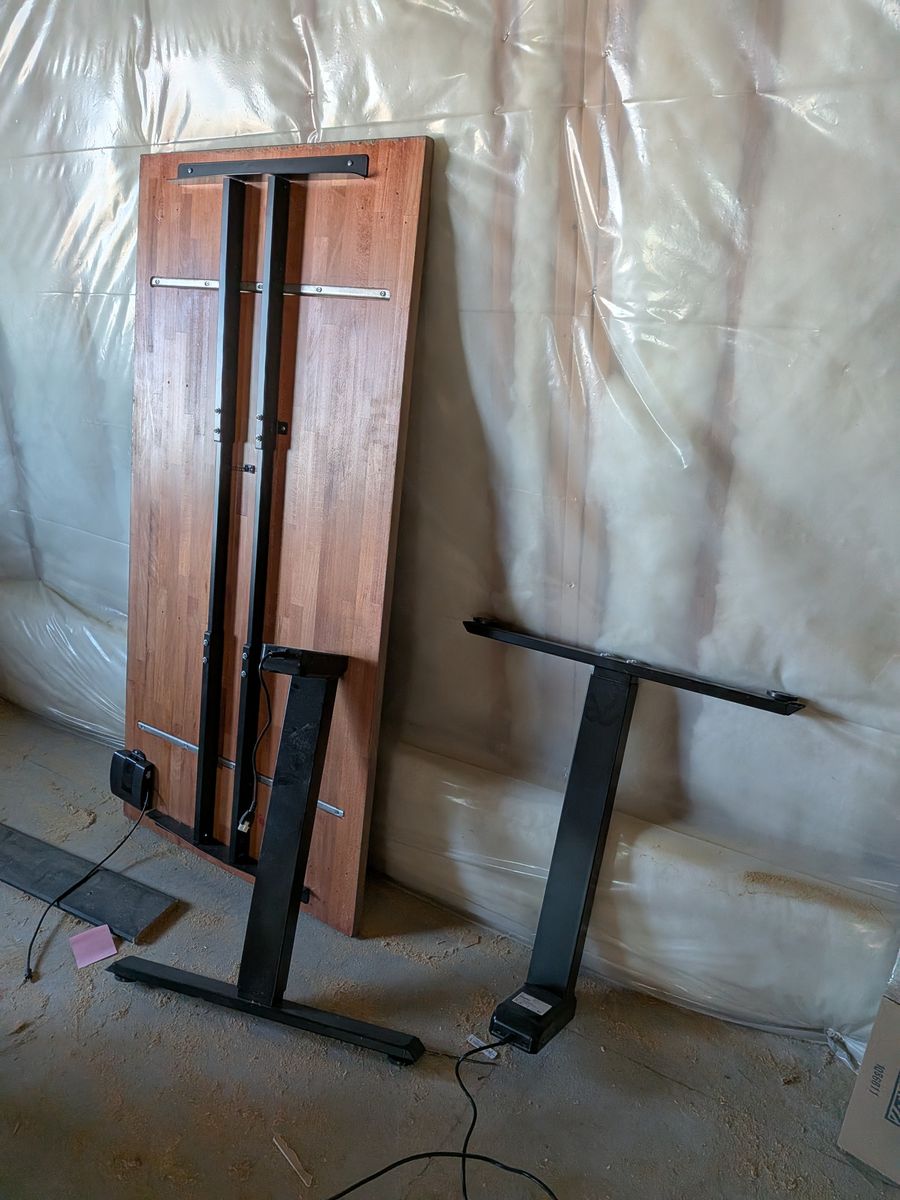 Electric Standing Desk - Butcher Block Top - Works, Needs Legs Reattached - $20