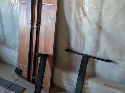 Electric Standing Desk - Butcher Block Top - Works, Needs Legs Reattached - $20