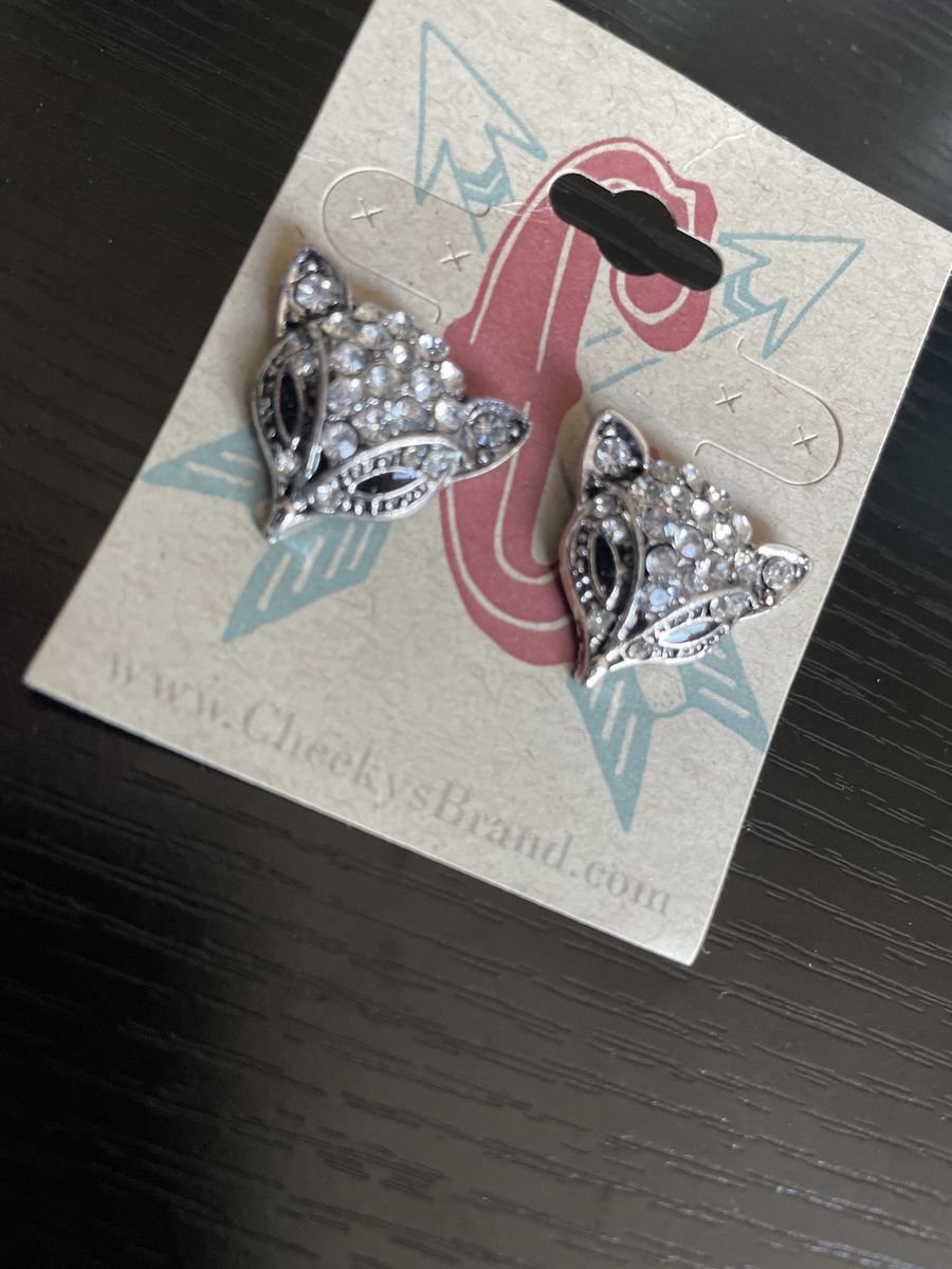 Cheeky brand boutique fox silver tone earrings