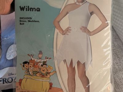 The Flintstones Wilma Adult Halloween Costume - Dress, Necklace, Belt - Medium 8-10
