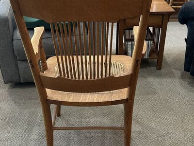 Vintage Oak Wood & Cane Seat Armchair - Classic Design Dining/Accent Chair