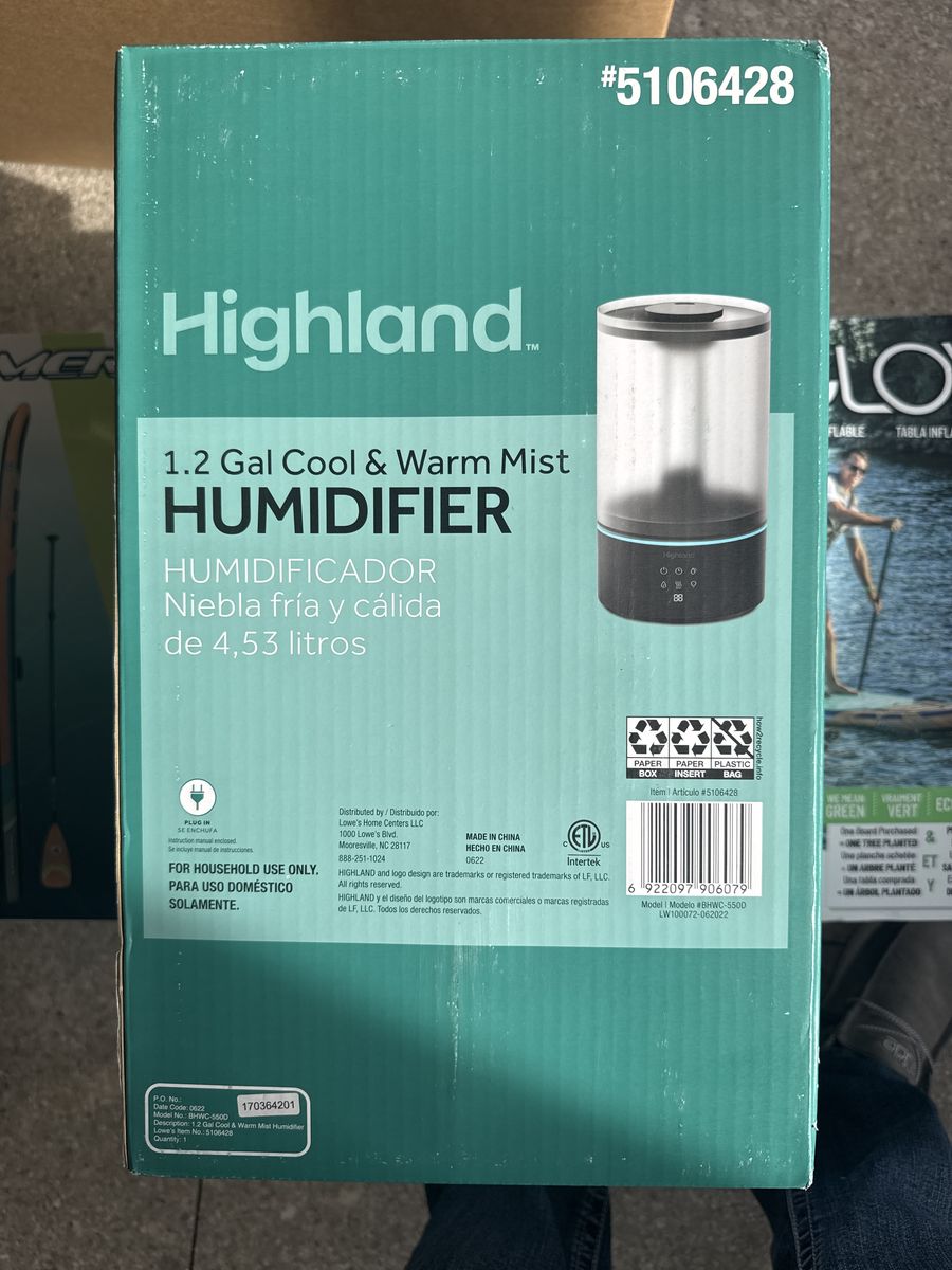 Highland 1.2Gal Tabletop Cool/Warm Mist Humidifier