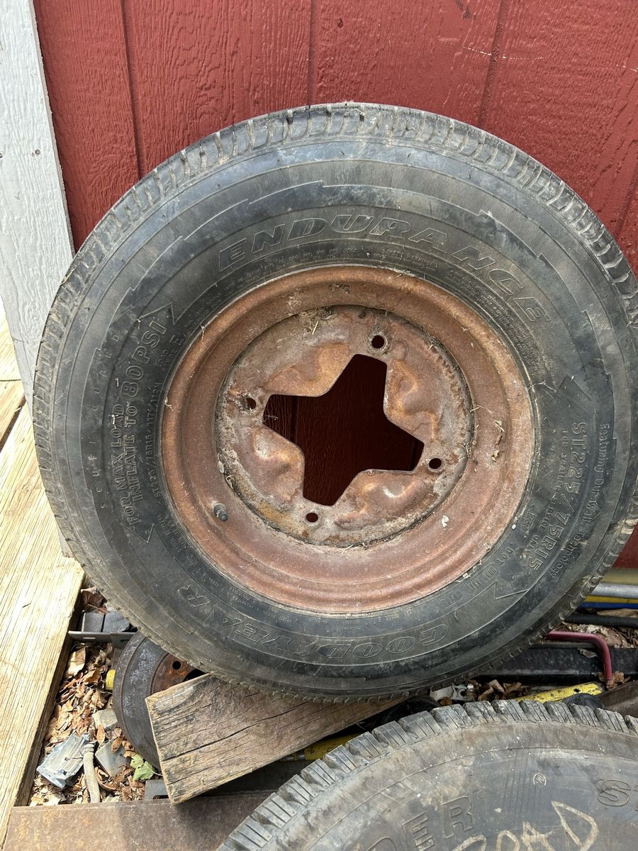 Goodyear Endurance ST175/75R13 Trailer Tire with Rusty Steel Rim - Max Load 80 PSI