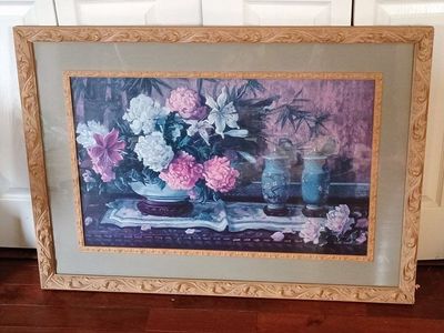 Large Still Life Print in Ornate Frame