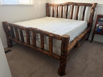 aspen log bed frame - KING