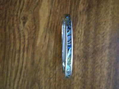 Sterling Silver Abalone Shell Inlay Bangle Bracelet