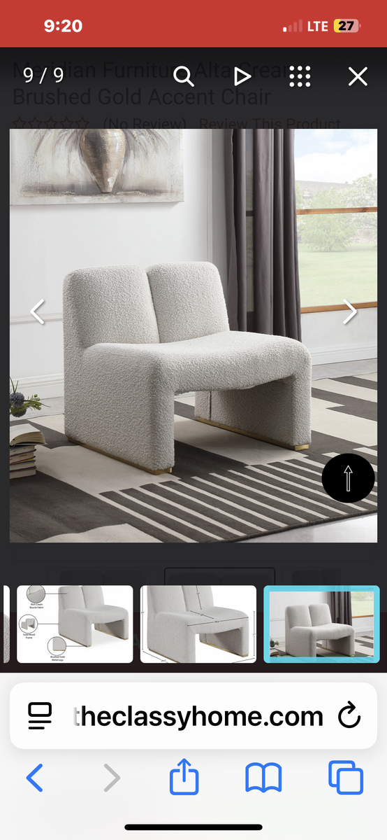 Boucle Meridian Accent Chair- Brand New