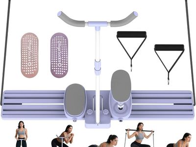 42.9" Foldable Pilates Slider Board w/Resistance Bands, Full-Body Workout, Purple