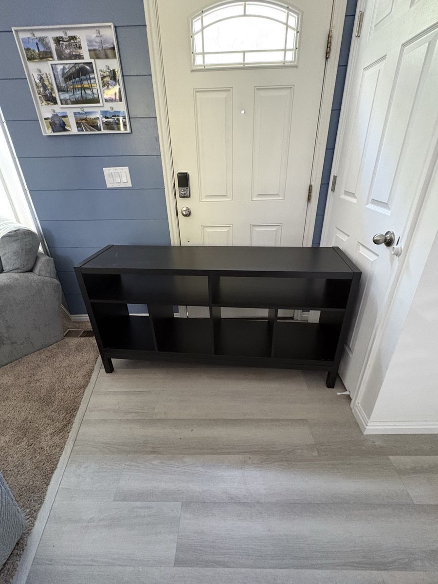 Black Wooden TV Stand Entertainment Console with Open Shelving