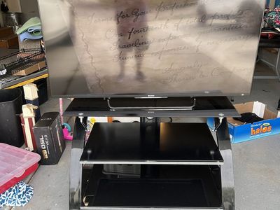 55" Sony TV w/ Modern Glass Stand & Wall Mount