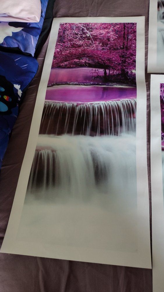 Unframed Purple Waterfall Art Prints (Set of 4), Decorative Wall Art, 12x18 inches