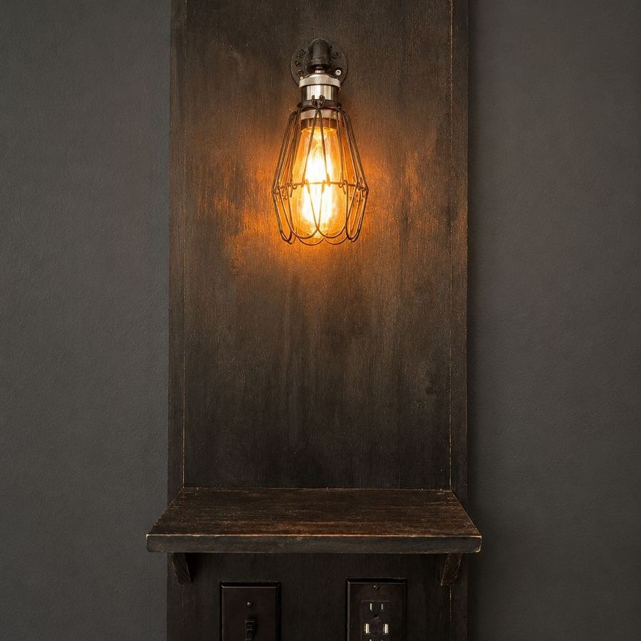 Handmade Floating Nightstands with Edison Lights Set of 2