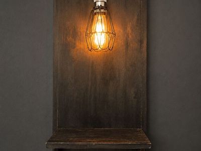 Handmade Floating Nightstands with Edison Lights Set of 2