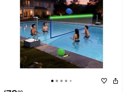 Pool Volleyball set with solar led lights