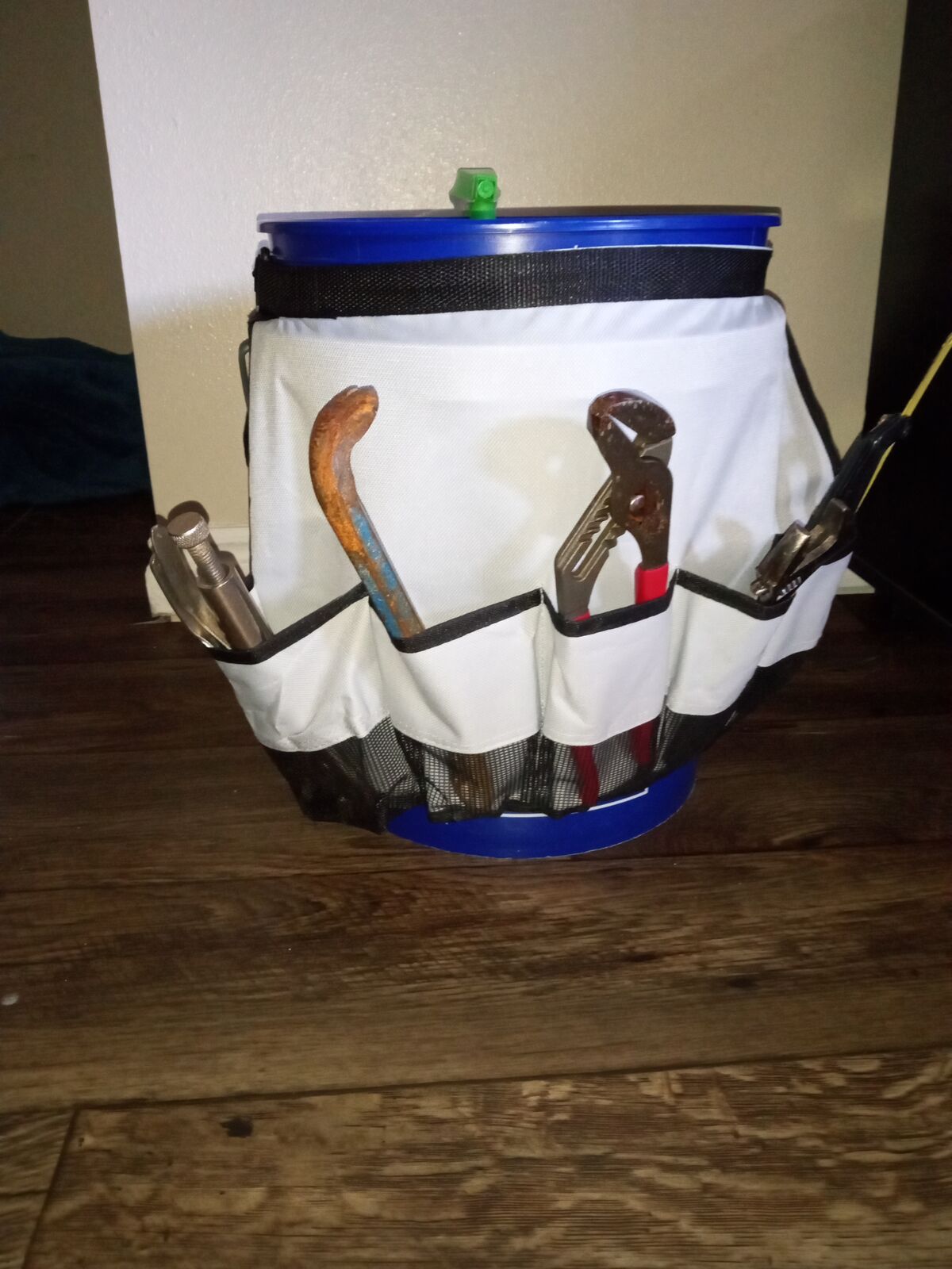 Bucket caddy for tools or cleaning or equestrian or craft includes bucket