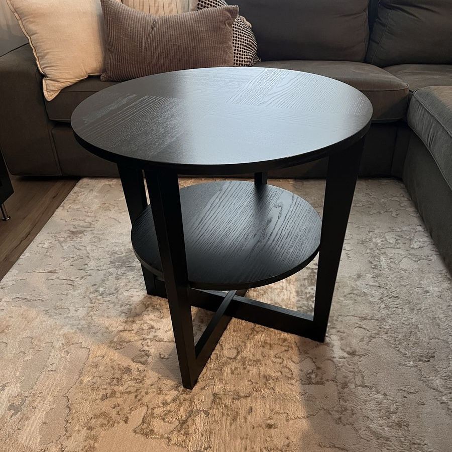 IKEA VEJMON Round Side Table – Black/Brown