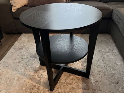 IKEA VEJMON Round Side Table – Black/Brown