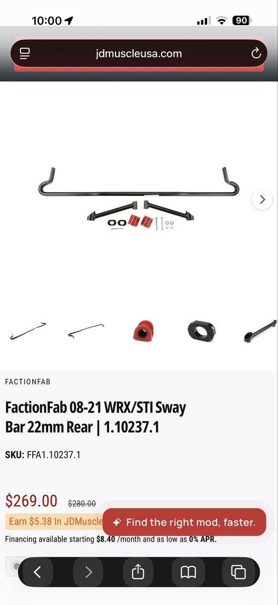FactionFab 08-21 WRX/STI 22mm Rear Sway Bar Kit (FFA1.10237.1)