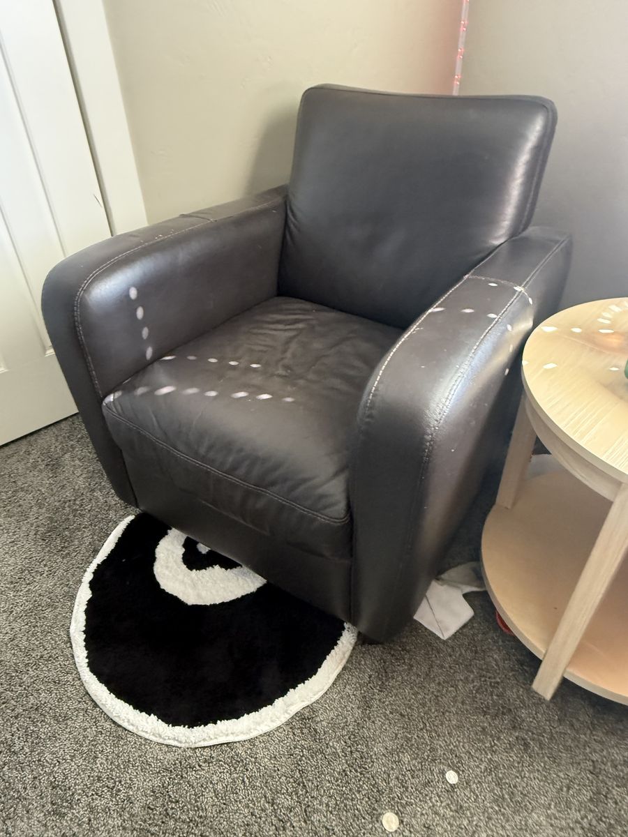 Brown Faux Leather Armchair / Accent Chair