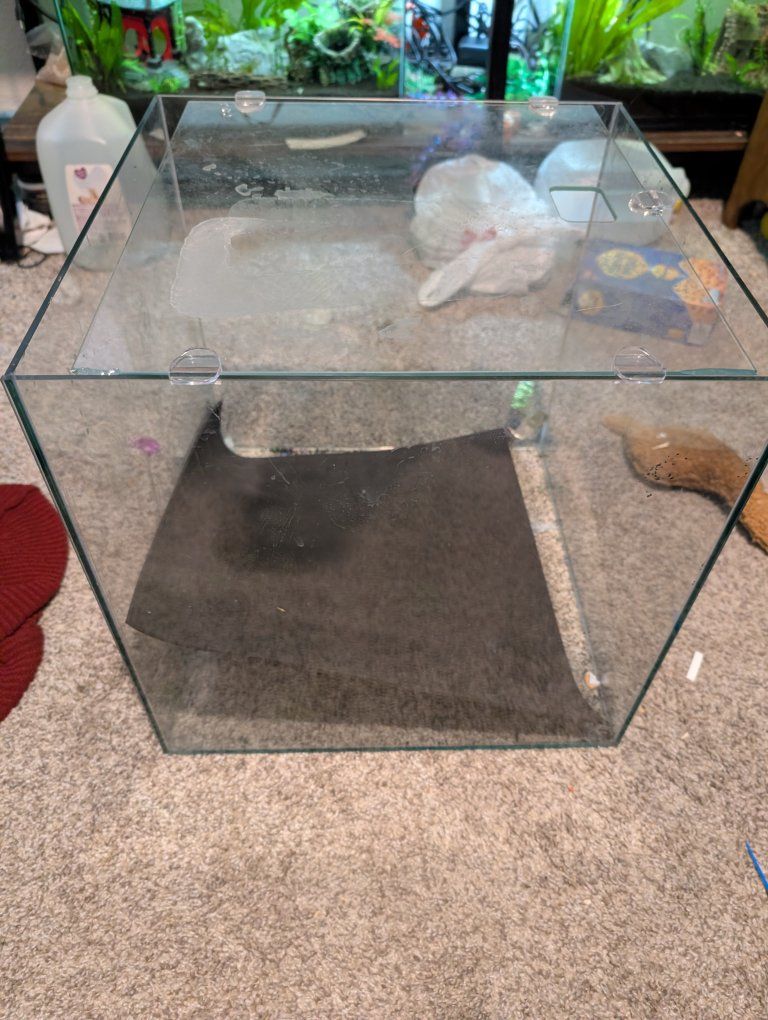 Glass Cube Aquarium Tank with Mat an Lid