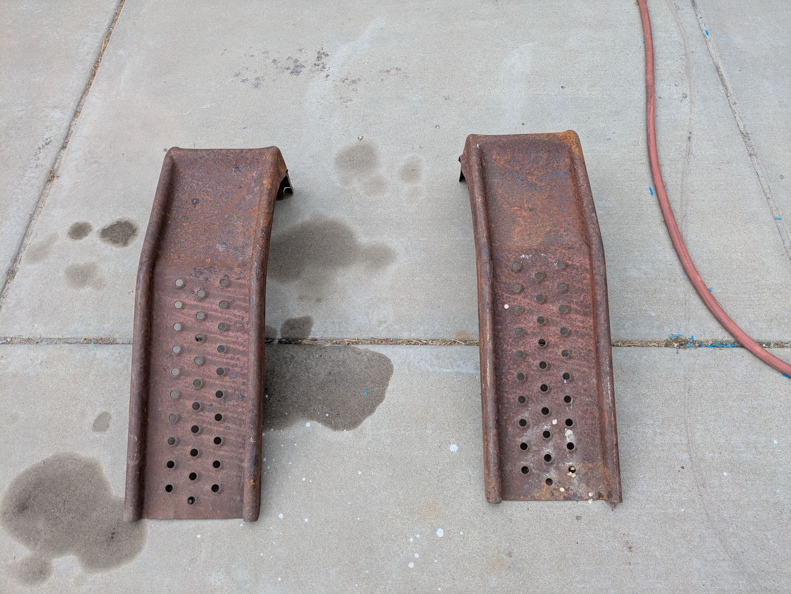 Rusty Metal Car Ramps - Heavy Duty Vehicle Maintenance Ramps (Pair)