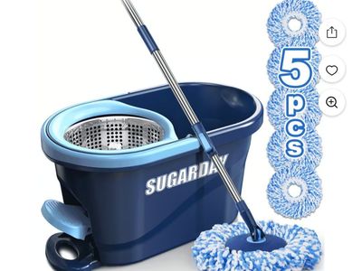 SUGARDAY Spin Mop and Bucket with Wringer Set