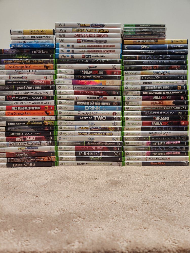 Lot of 84 Empty Videogame Cases Nintendo Ds Gamecube Wii U Playstation 1 Xbox 360 Sega