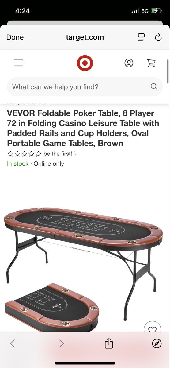 Poker Table 72" 8 Player Casino Game Table Brown