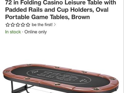 Poker Table 72" 8 Player Casino Game Table Brown