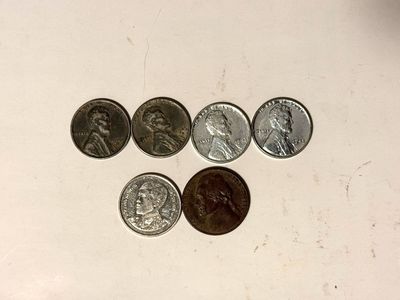 1943 Lincoln Wheat Steel Small Cent Penny Lot and other Coins