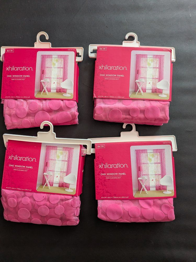 Xhilaration Pink Flocking Dot Sheer Window Panel 42in W x 84in L (Nylon)