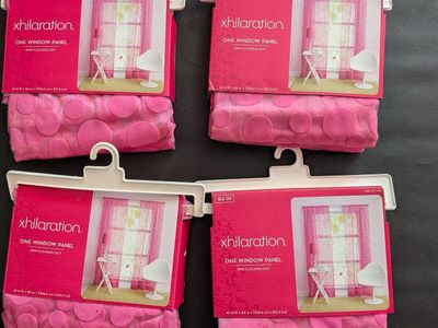 Xhilaration Pink Flocking Dot Sheer Window Panel 42in W x 84in L (Nylon)