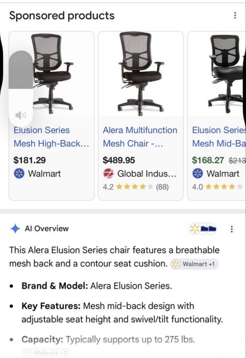 Alera Elusion Series Mesh Mid-Back Multifunction Office Chair in Black