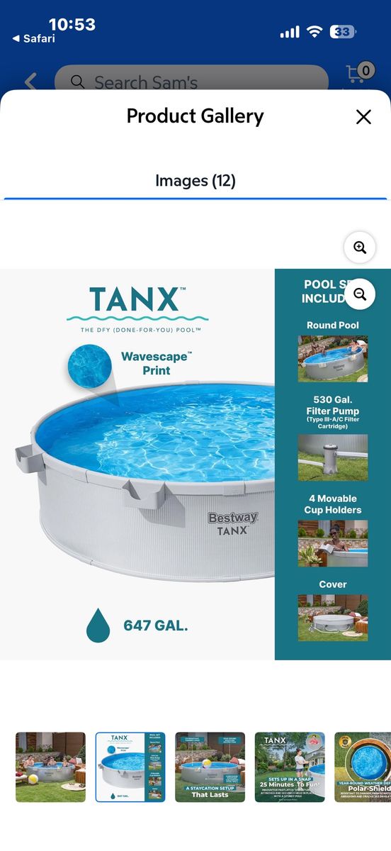 Bestway TANX 8' x 24" Round Above Ground Stock Tank Pool
