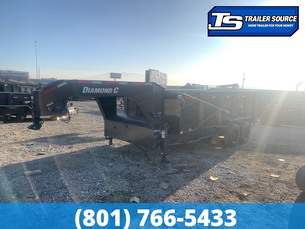 7x16 Diamond C LPT-GN 210 Gooseneck Dump Trailer - 44" Sides - 23K GVWR - 18 Ply Tire Upgrade, Long Arm Tarp