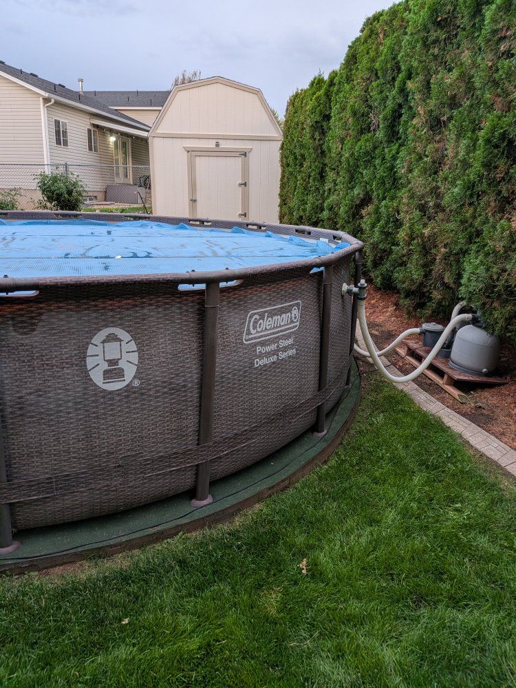 18' Round Above Ground Swimming Pool with sand Filter Pump System and solar cover