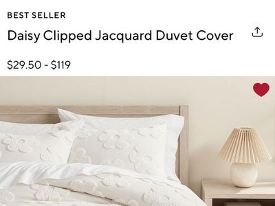 Pottery Barn Teen Daisy Clipped Jacquard Duvet Cover - Twin/Twin XL, White, Flower Pattern. Duvet All Season insert included
