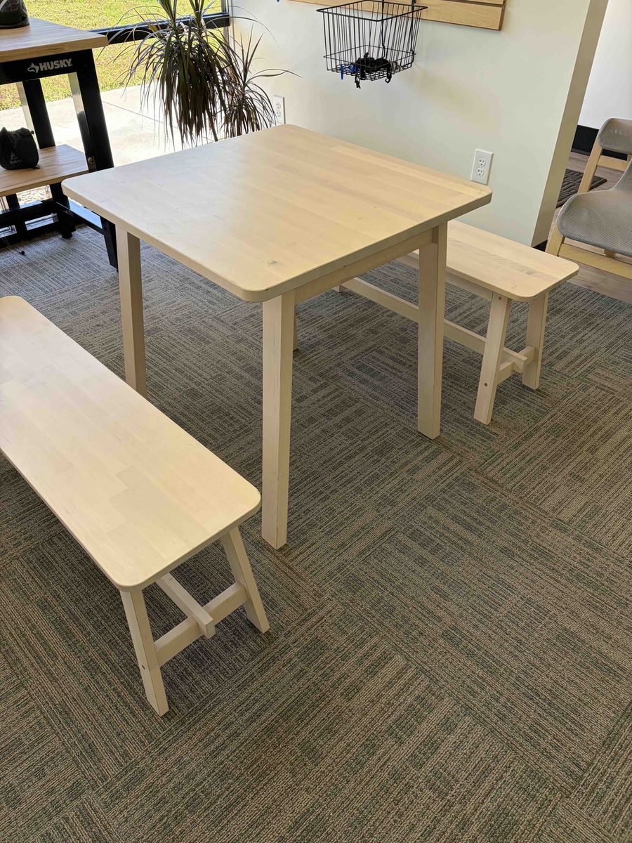 small wood table & benches (great for kids) - msrp $400