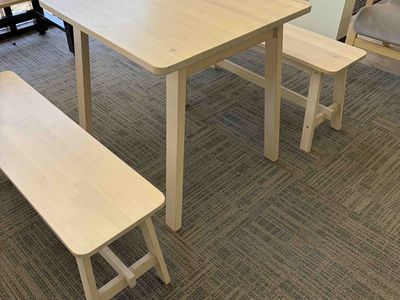 small wood table & benches (great for kids) - msrp $400