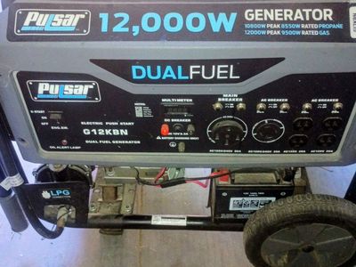 Pulsar G12KBN 12,000W Dual Fuel Portable Generator - Electric Start, 9500W Rated Gas