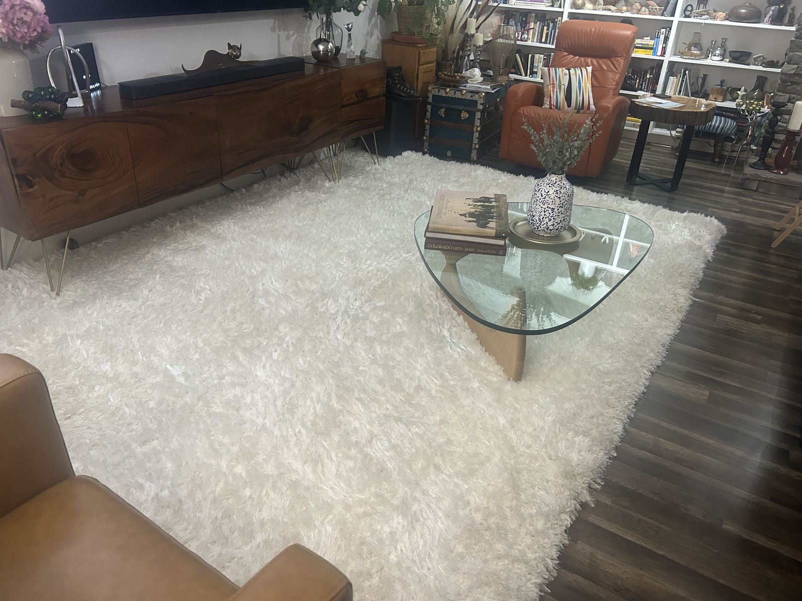 REDUCED! 9x12 Safavieh Luxe White Hand Tufted 3" Thick Shag Statement Rug 