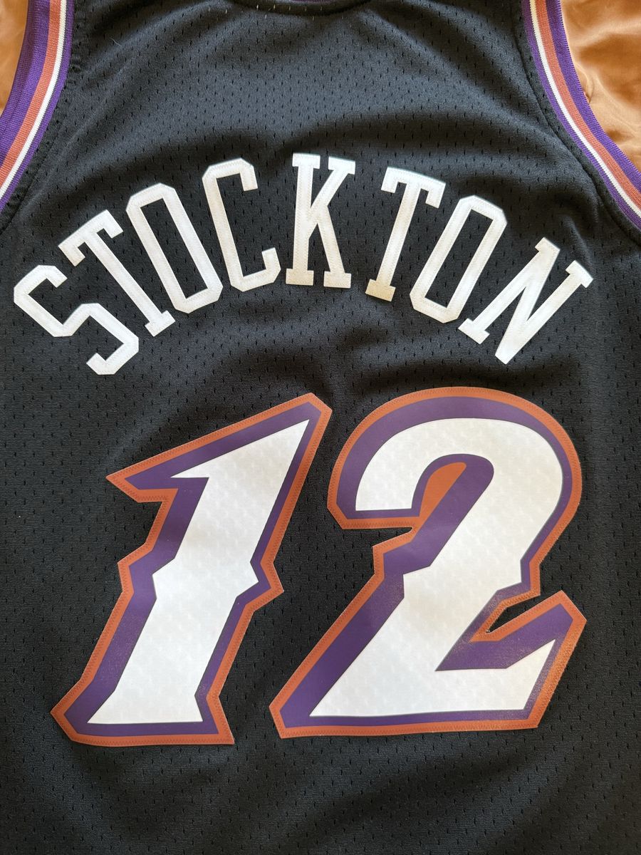 John Stockton 12 Utah Jazz NBA Vintage Basketball Jersey Black - Size XL