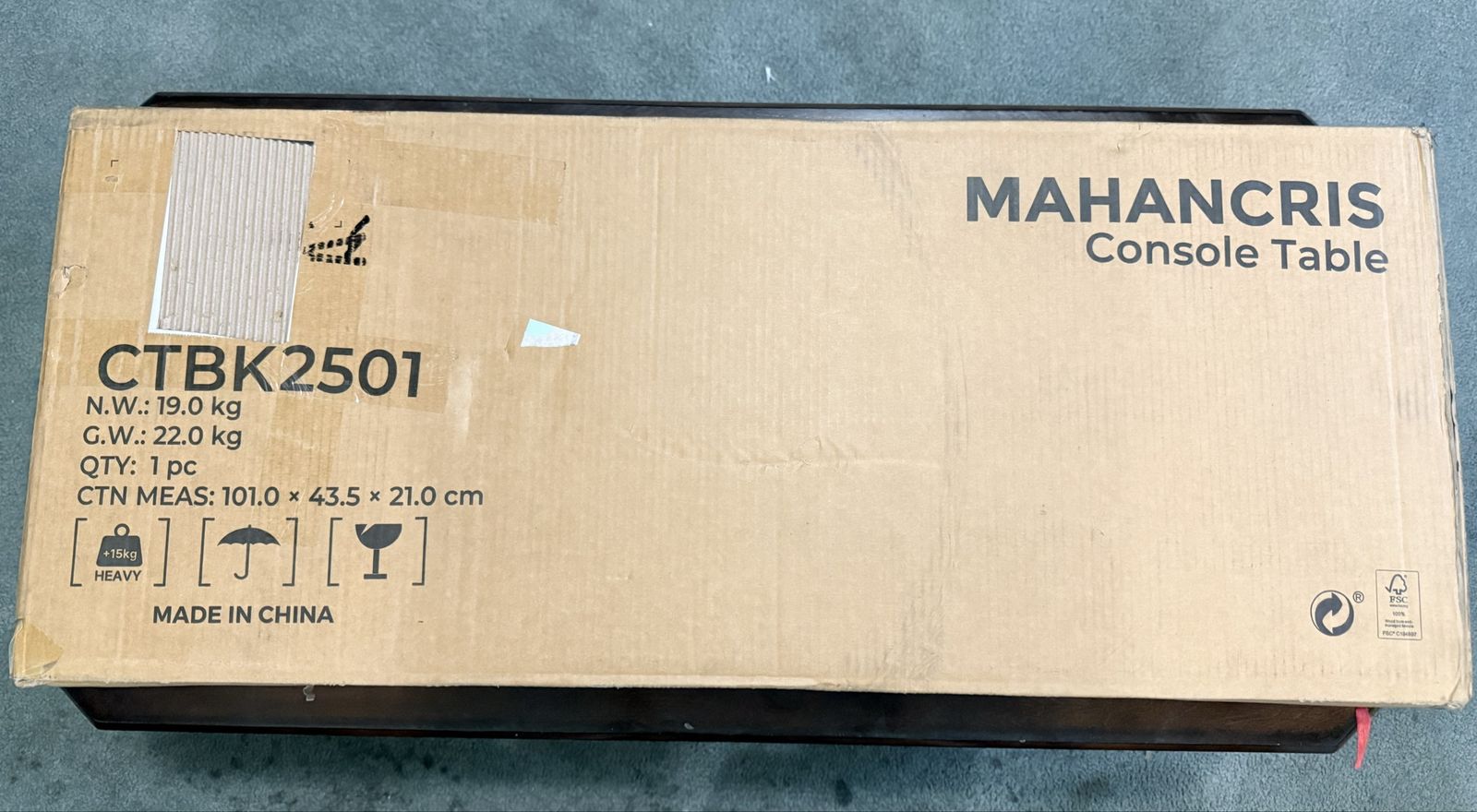 MAHANCRIS CTBK2501 Modern Fluted Console Table, Black, 101 x 43.5 x 21 cm, New in Box