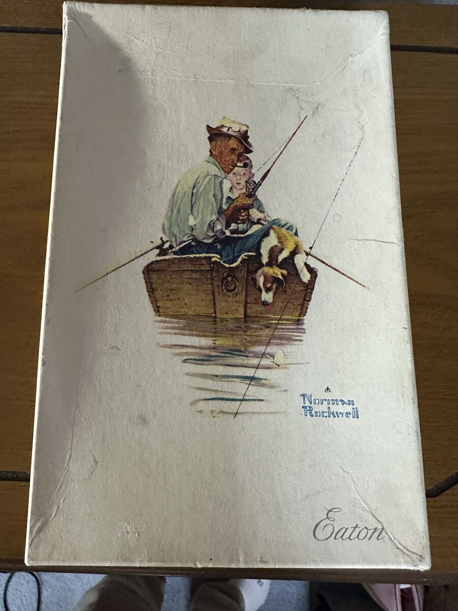 Vintage Norman Rockwell, "The Fishermen" Stationary Set with Pen