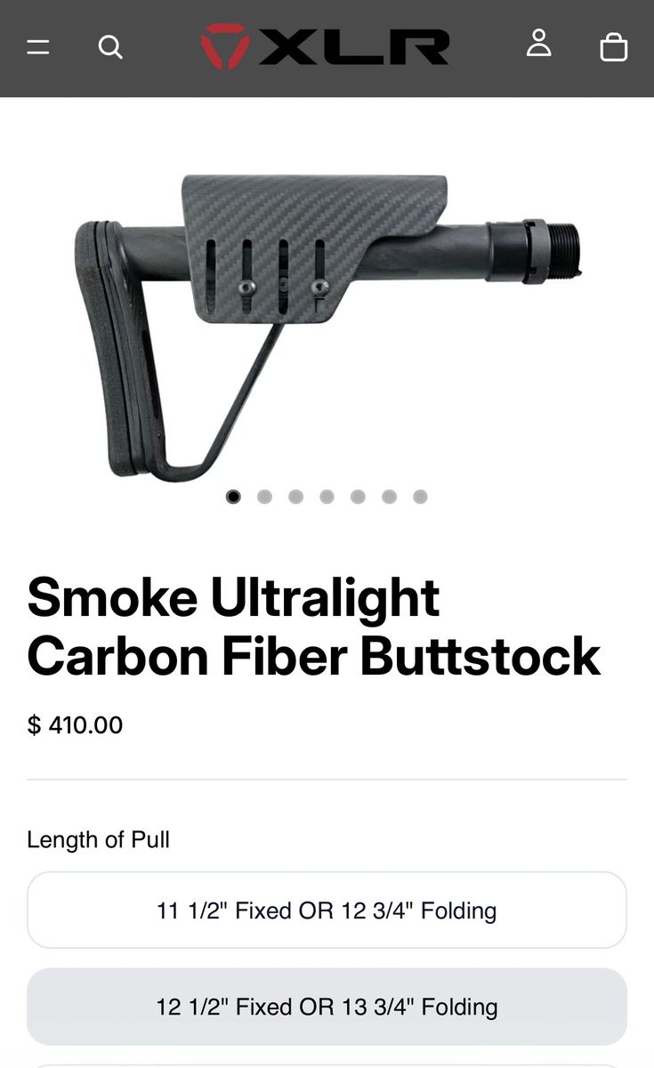 XLR Industries Smoke Ultralight Carbon Fiber Buttstock