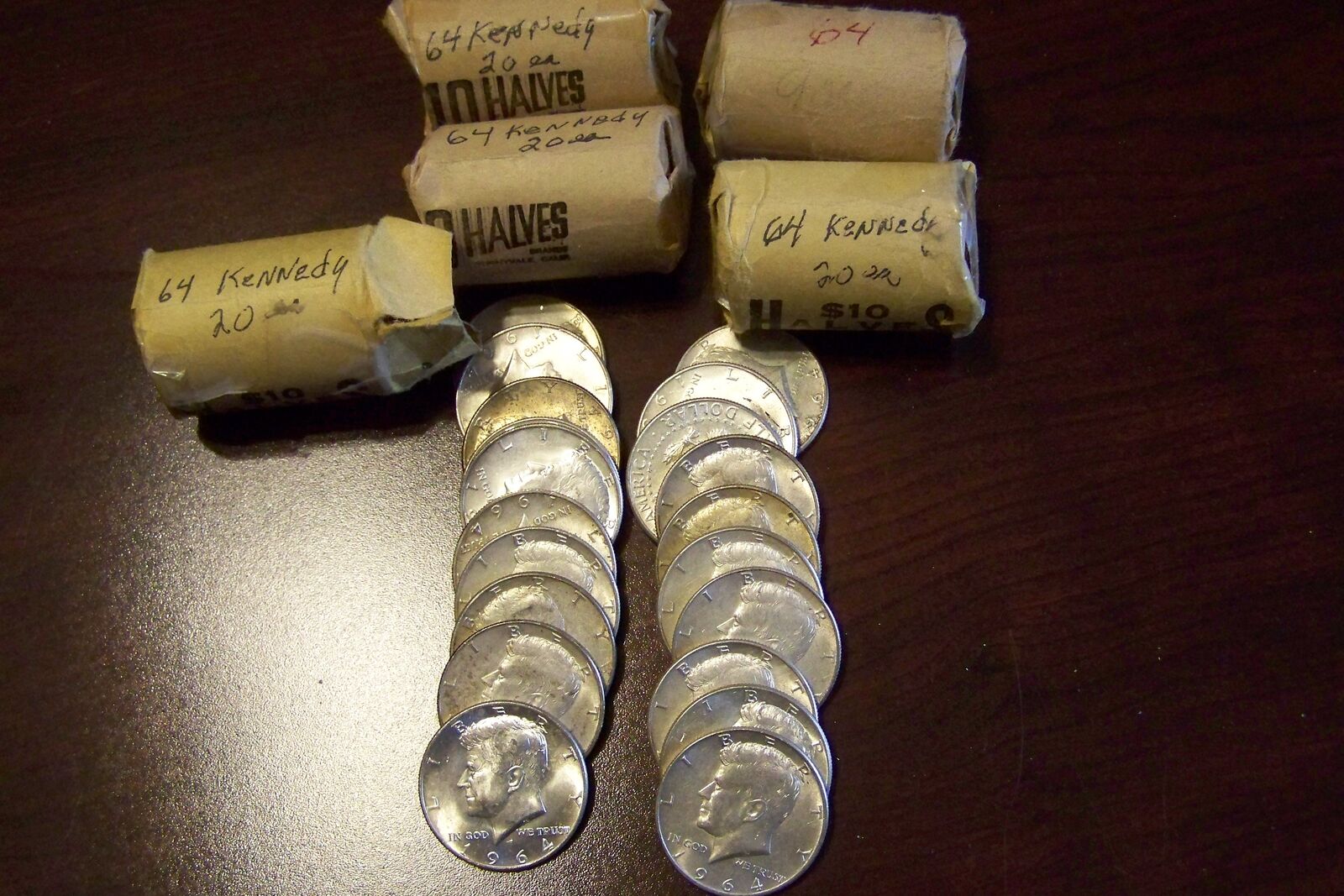 Rolls of 1964 Kennedy Half Dollars, 90 % Silver