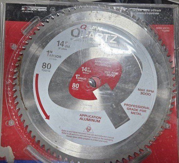 Q-Saw Quartz 14" 80-Tooth Carbide Saw Blade for Aluminum & Metal, Professional Grade