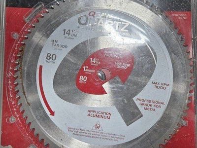 Q-Saw Quartz 14" 80-Tooth Carbide Saw Blade for Aluminum & Metal, Professional Grade