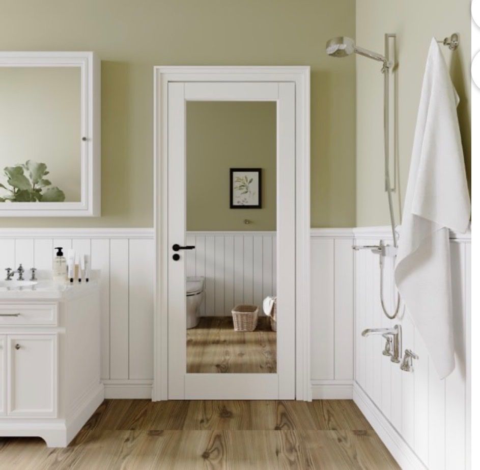 Brand new Solid Wood Interior Door Slab with Mirror & Paintable Surface -