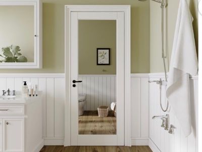 Brand new Solid Wood Interior Door Slab with Mirror & Paintable Surface -